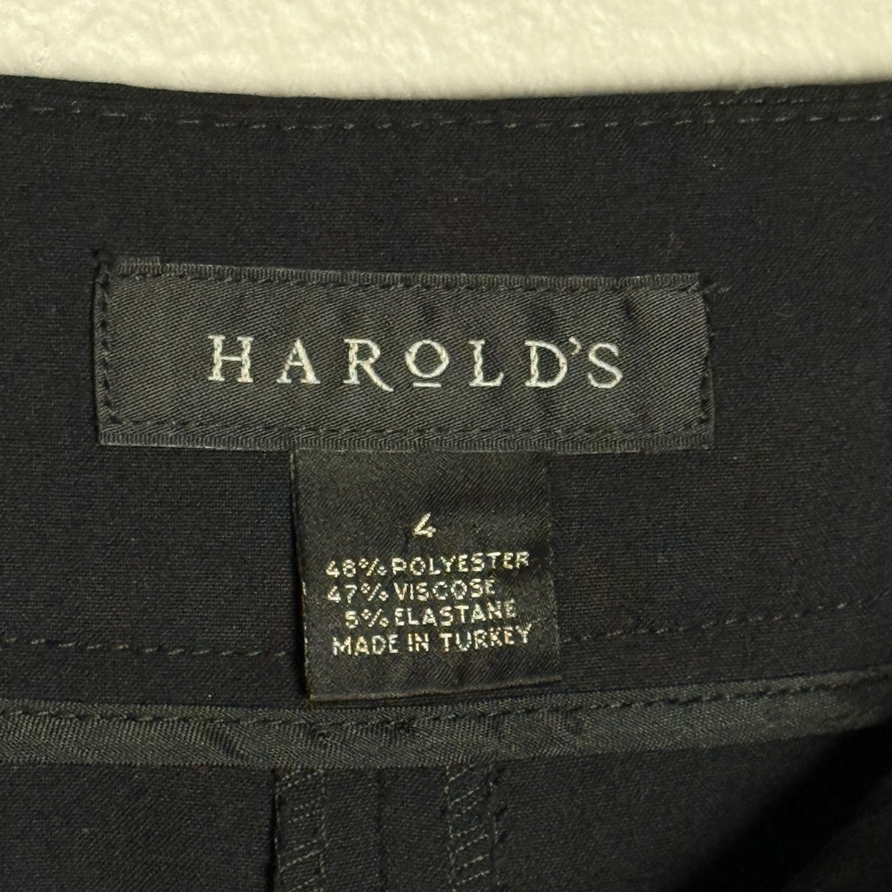 Harold's Womens Dress Pants 4 Black Front Pleat Bootcut Straight Office Career - Picture 3 of 7